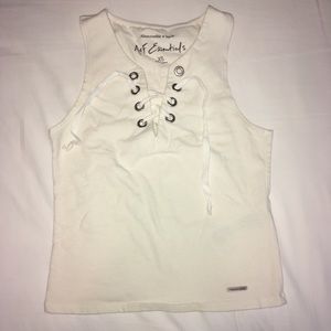 A&F Essential White Lace-Up Tank